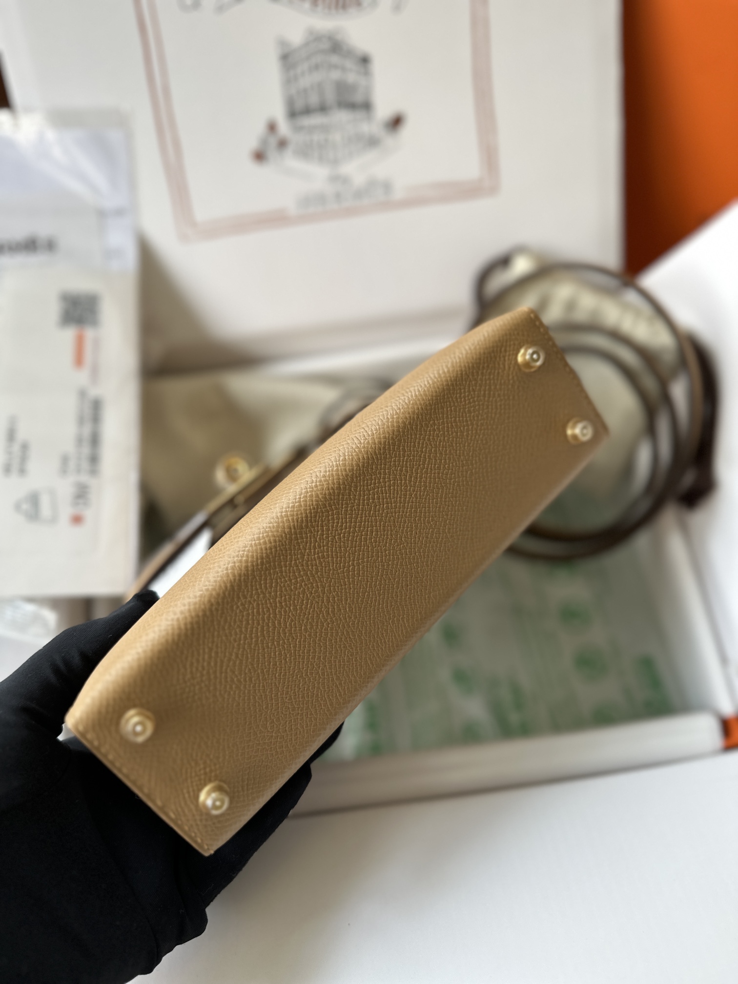 에르메스 미니 켈리백 20 카멜 금장 앱송